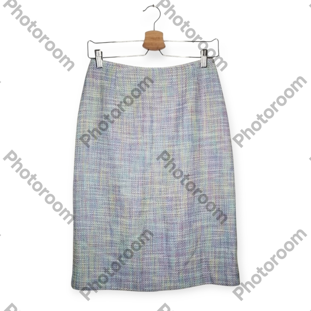 Linea Domani Pastel Tweed Pencil Skirt High Waist Lavender Wmn's Size 8